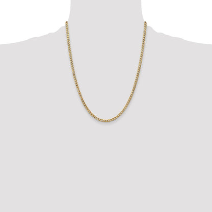 14k Yellow Gold 3.35mm Semi-Solid Curb with Lobster Clasp Chain Necklace 22"