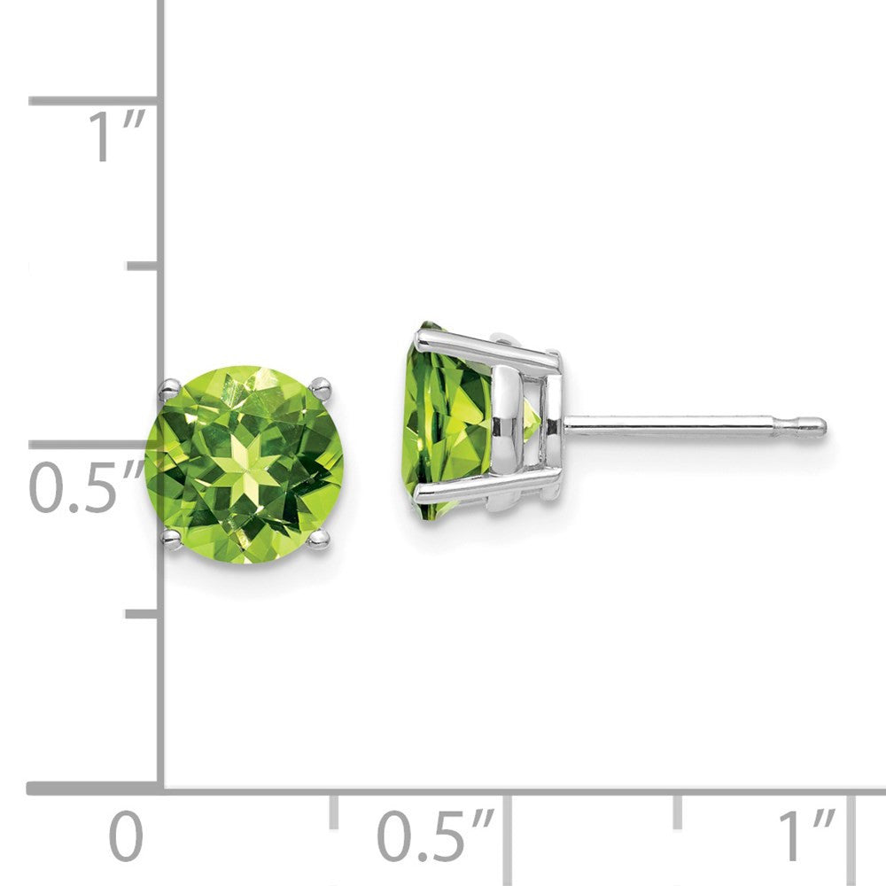 14k White Gold 7mm Peridot Stud Earrings
