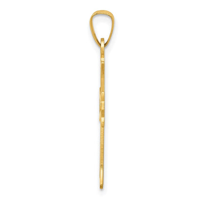 14k Yellow Gold Polished Cut-out Fleur de Lis Cross Pendant