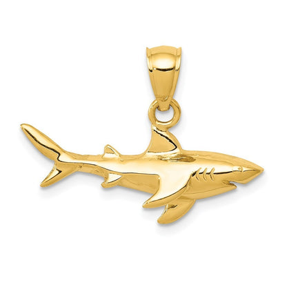 14k Yellow Gold Shark Pendant