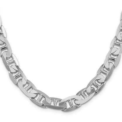 Sterling Silver Rhodium-plated 9.5mm Flat Anchor Chain Necklace 24"