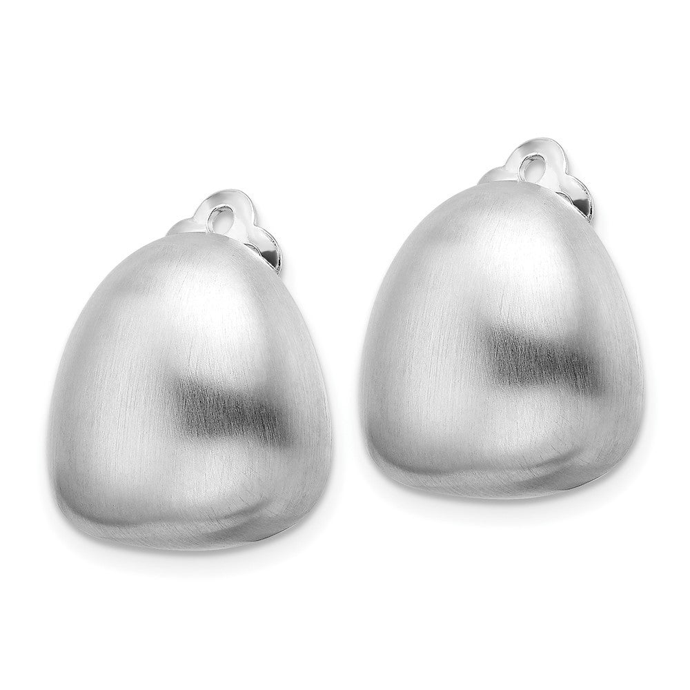 Sterling Silver Rhodium-plated Satin Non-Pierced Button Stud Earrings