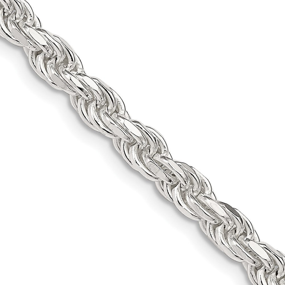 Sterling Silver 4.6mm Diamond-cut Rope Chain Necklace 36"