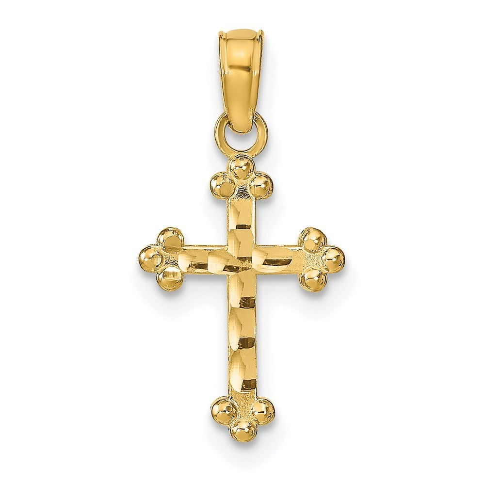 14k Yellow Gold Diamond-Cut Cross Pendant