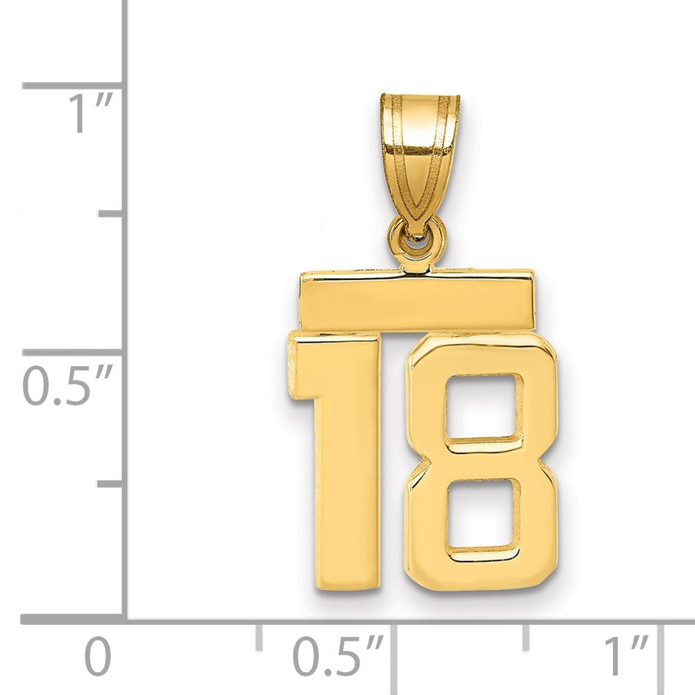 14k Yellow Gold Small Polished Number 18 Charm Pendant