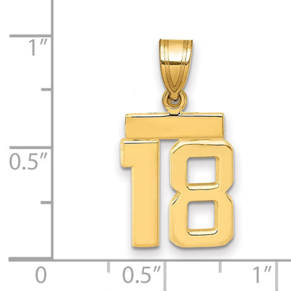14k Yellow Gold Small Polished Number 18 Charm Pendant