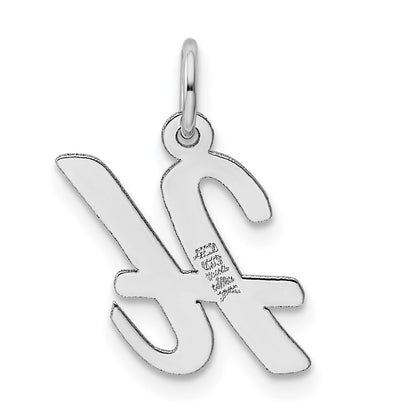 14k White Gold Medium Script Letter H Initial Charm Pendant