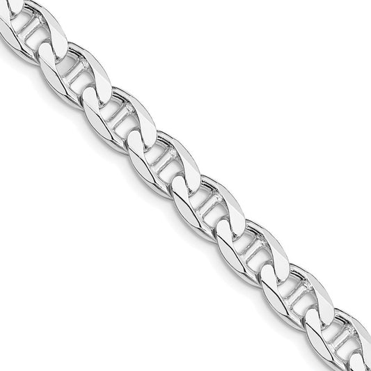 Sterling Silver 7.4mm Diamond-Cut Flat Anchor Curb Chain Necklace 24"