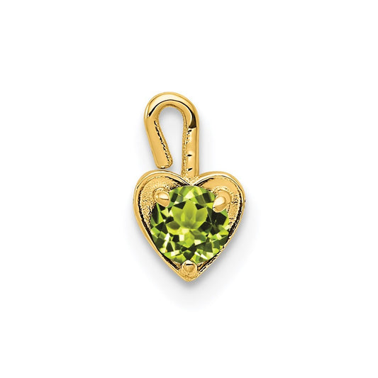 14k Yellow Gold August Synthetic Birthstone Heart Charm Pendant