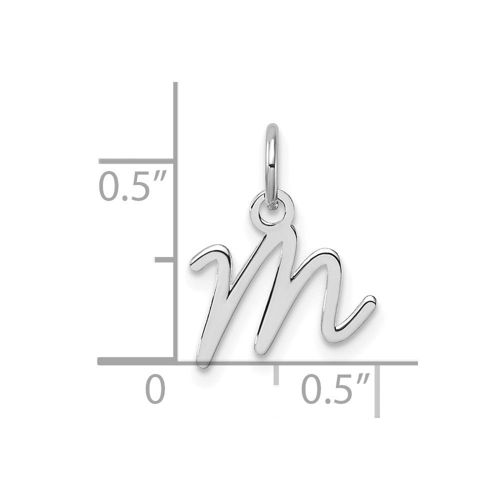 14k White Gold Uppercase Letter M Initial Charm Pendant