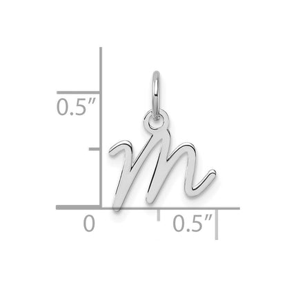 14k White Gold Uppercase Letter M Initial Charm Pendant