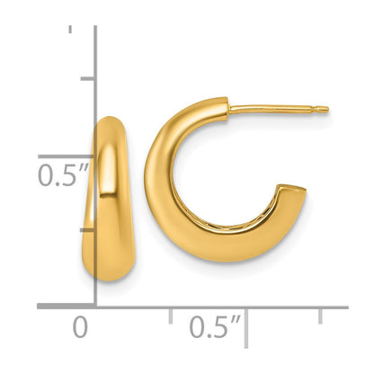 14k Yellow Gold Polished Hollow C-Hoop Earrings