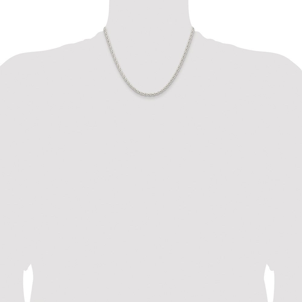 Sterling Silver Rhodium-plated 3.7mm Round Spiga Chain Necklace 18"