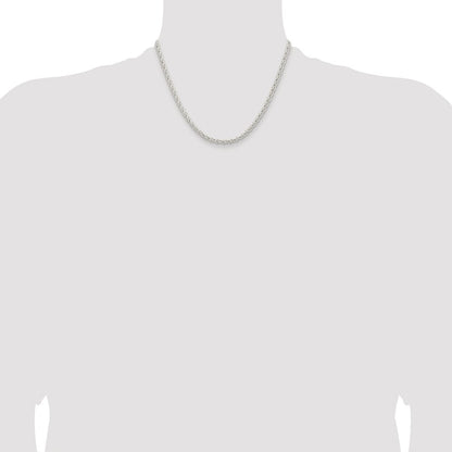 Sterling Silver Rhodium-plated 3.7mm Round Spiga Chain Necklace 18"