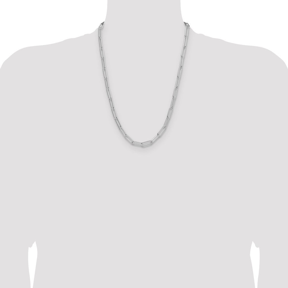 Sterling Silver Rhodium-plated Polished 5.5mm Paperclip Chain Necklace 24"