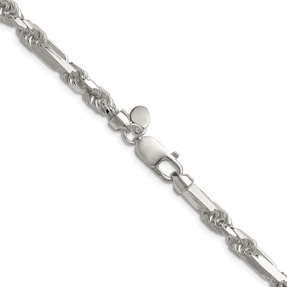 Sterling Silver 6mm Diamond-Cut Figarope Chain Necklace 18"