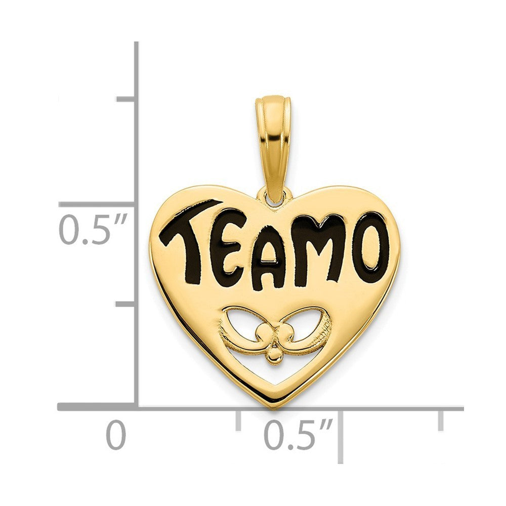 14k Yellow Gold Epoxy Te amo Heart Charm Pendant