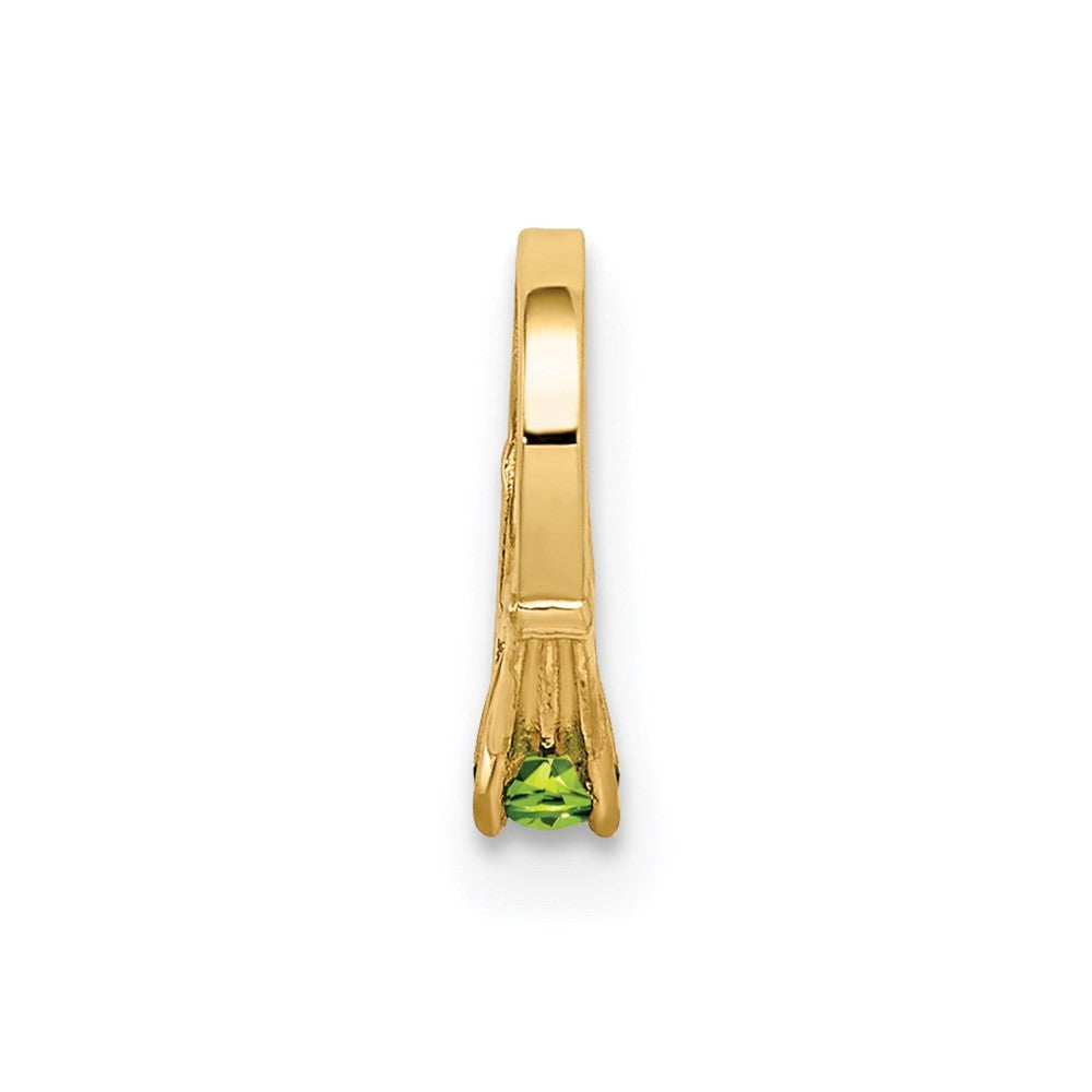 14k Yellow Gold 3D Ring with Light Green Glass Stone Charm Pendant