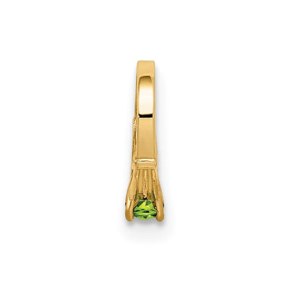 14k Yellow Gold 3D Ring with Light Green Glass Stone Charm Pendant