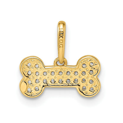 14k Yellow Gold Madi K CZ Dog Bone Pendant