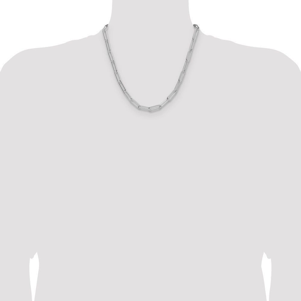Sterling Silver Rhodium-plated Polished 5.5mm Paperclip Chain Necklace 20"