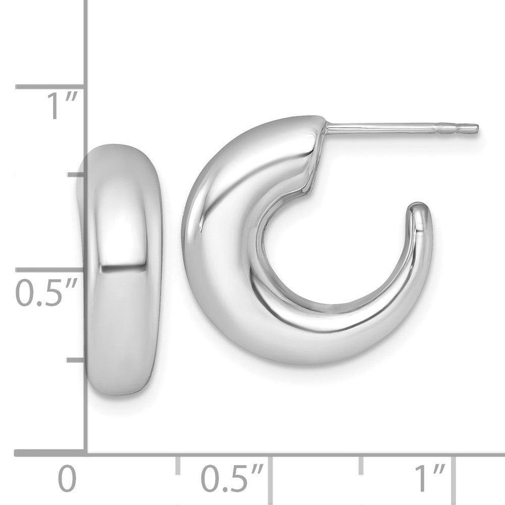 14k White Gold Polished Tapered Hollow C-Hoop Earrings