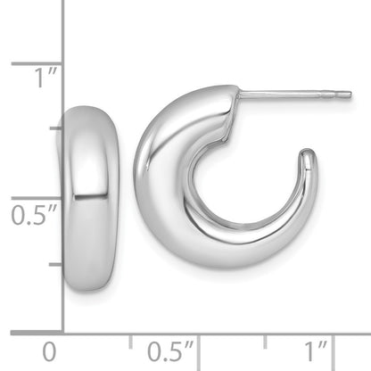 14k White Gold Polished Tapered Hollow C-Hoop Earrings
