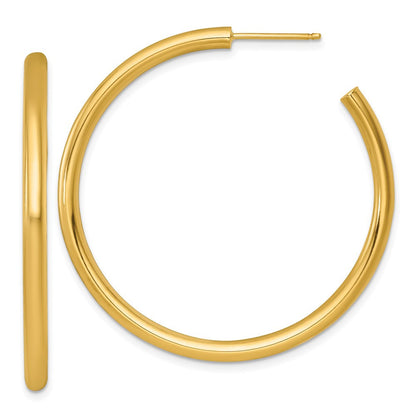 14k Yellow Gold Polished 3.0 x 45mm Tube C-Hoop Earrings