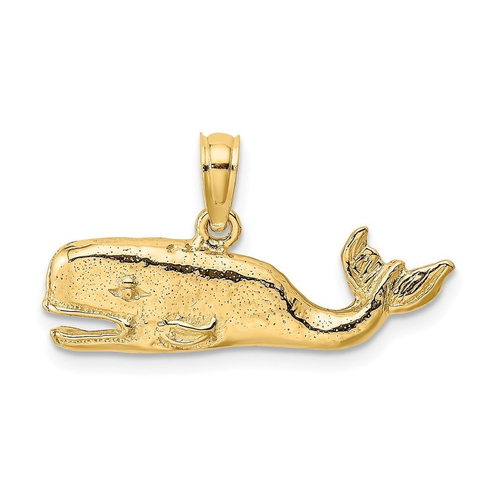 14k Yellow Gold 2-D Textured Whale Charm Pendant