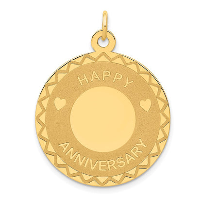 14k Yellow Gold HAPPY ANNIVERSARY Charm Pendant