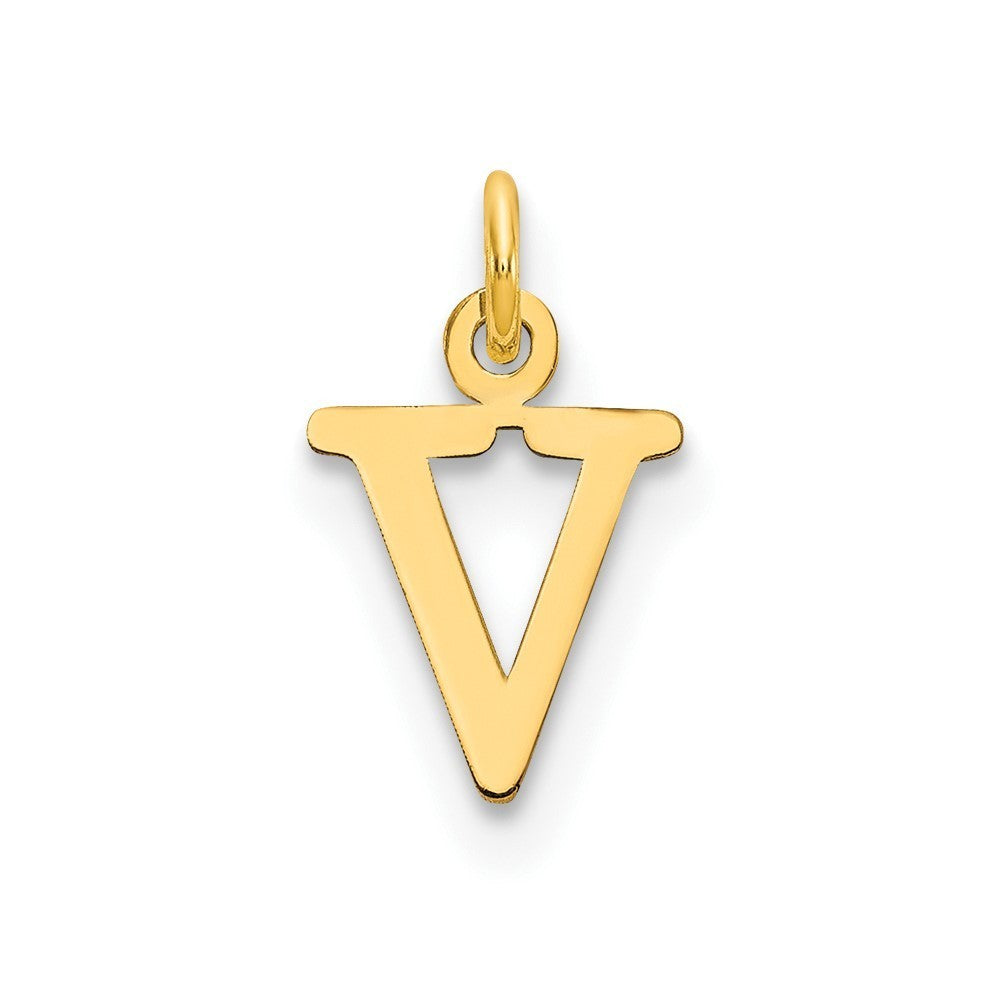 14k Yellow Gold Cutout Letter V Initial Pendant