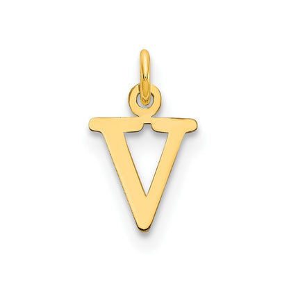 14k Yellow Gold Cutout Letter V Initial Pendant