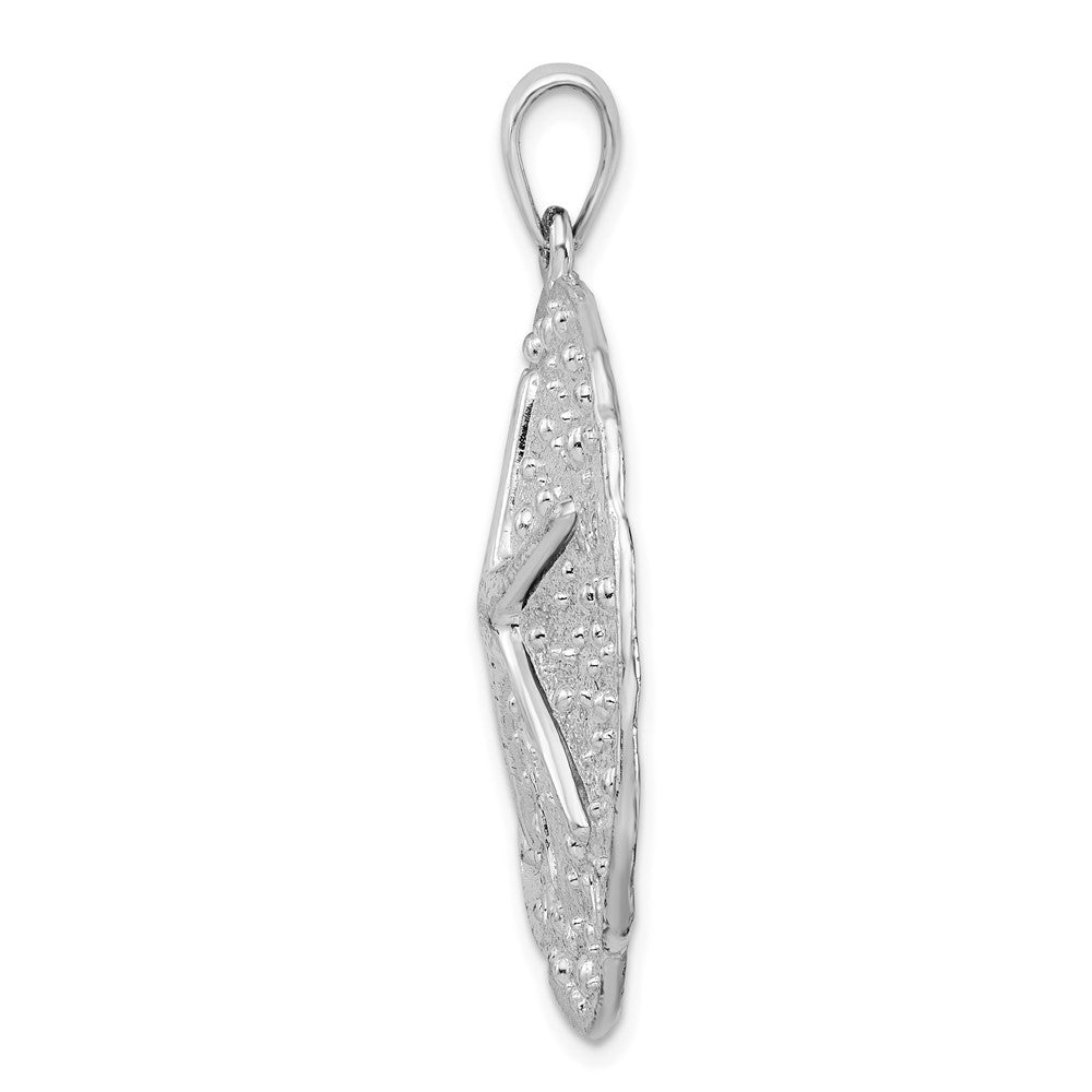Sterling Silver Rhodium-Plated Polished and Textured Large Sand Dollar Pendant
