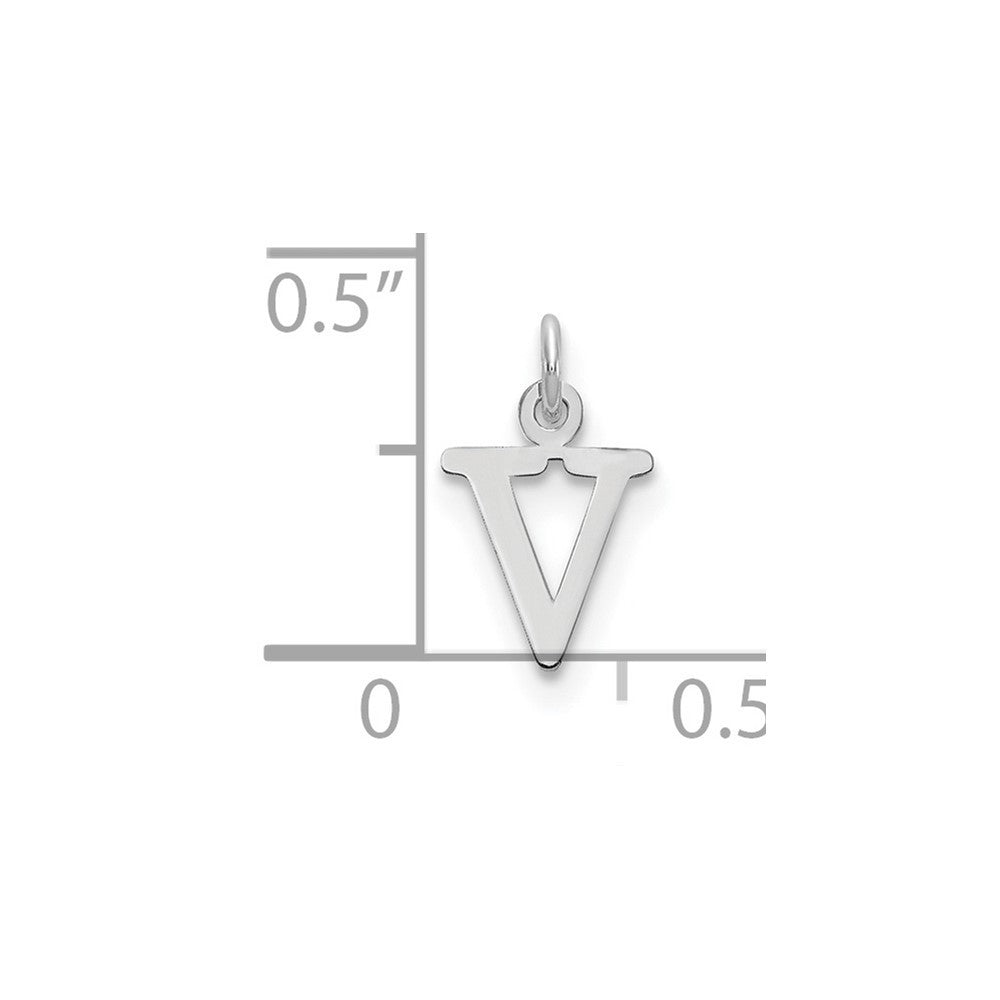14k White Gold Cutout Letter V Initial Pendant