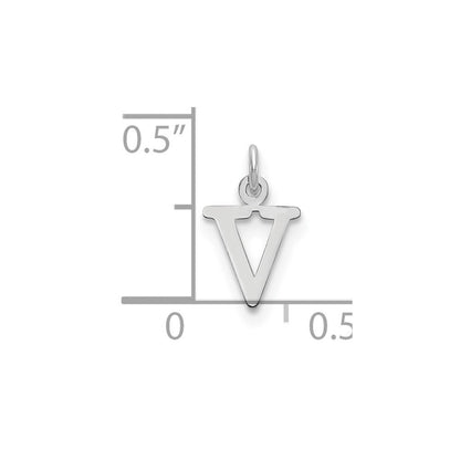 14k White Gold Cutout Letter V Initial Pendant