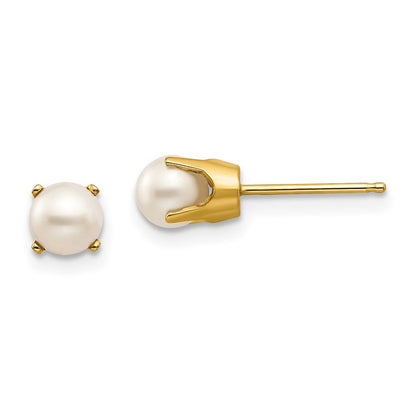 14k Yellow Gold 5mm FW Cultured Pearl Stud Earrings-June