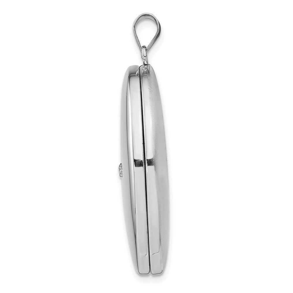 Sterling Silver Rhodium-plated Diamond Polished 34mm Oval Locket Pendant