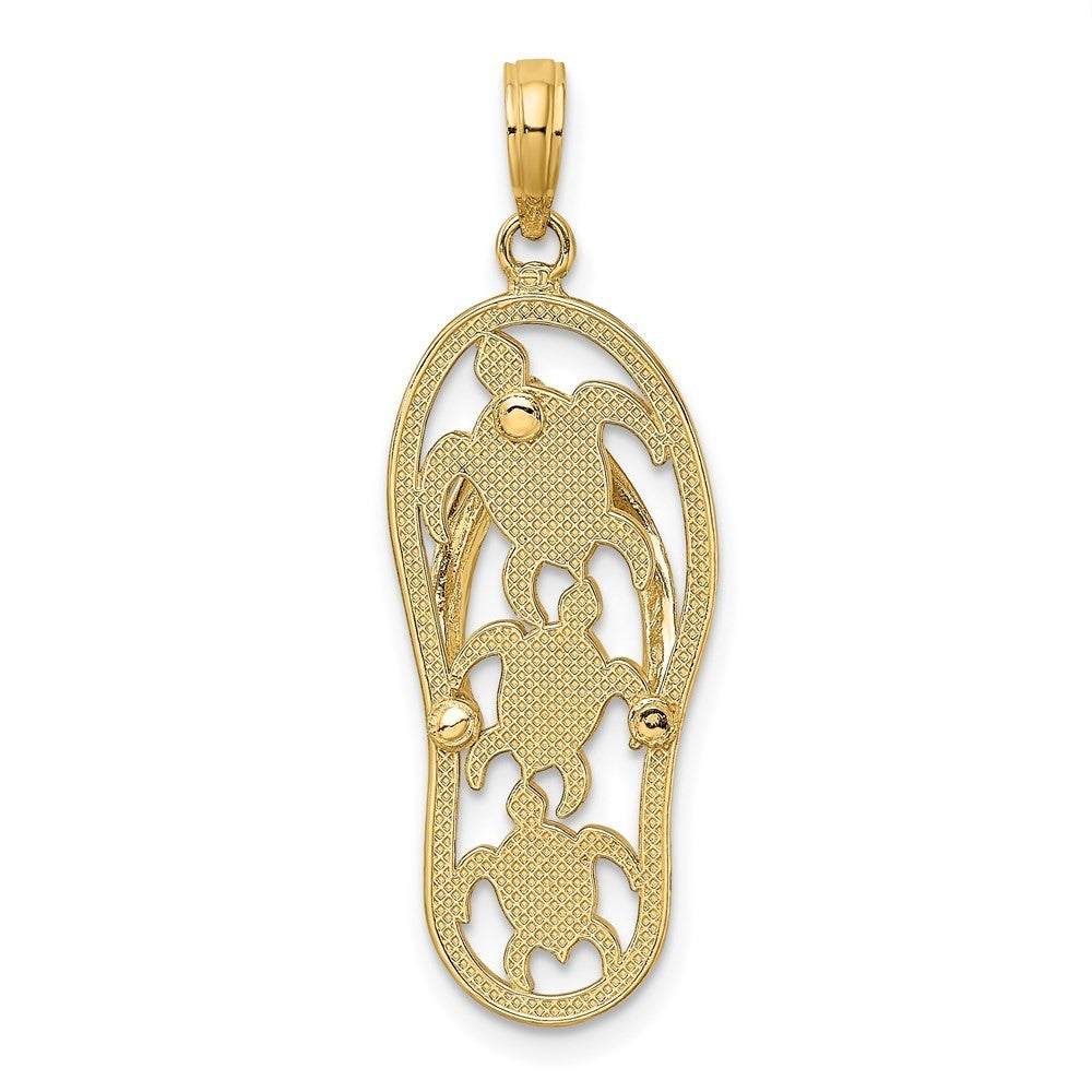 14k Yellow Gold Triple Turtle Flip-Flop Charm Pendant
