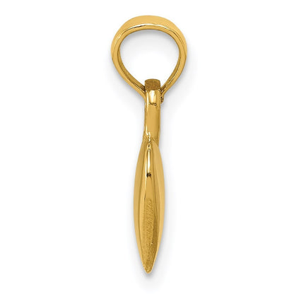 14k Yellow Gold Polished Solid 3D Heart Pendant