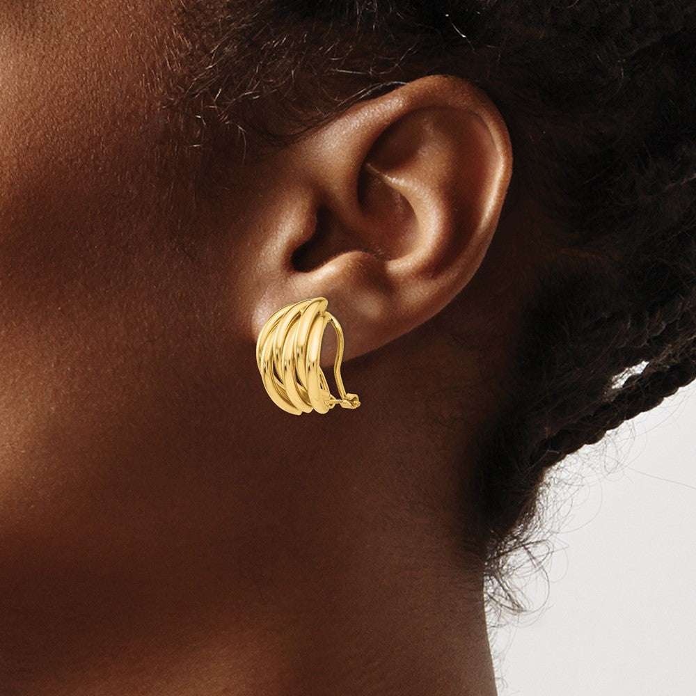 14k Yellow Gold Polished Fancy Omega Back Stud Earrings