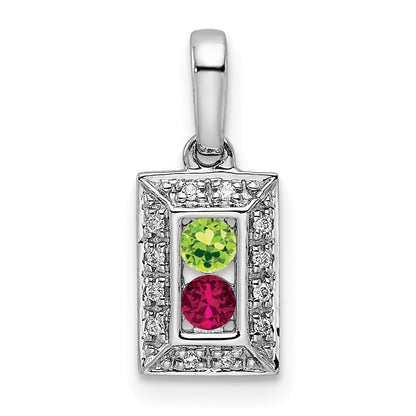 14k White Gold Family Jewelry Diamond Semi-Set Pendant