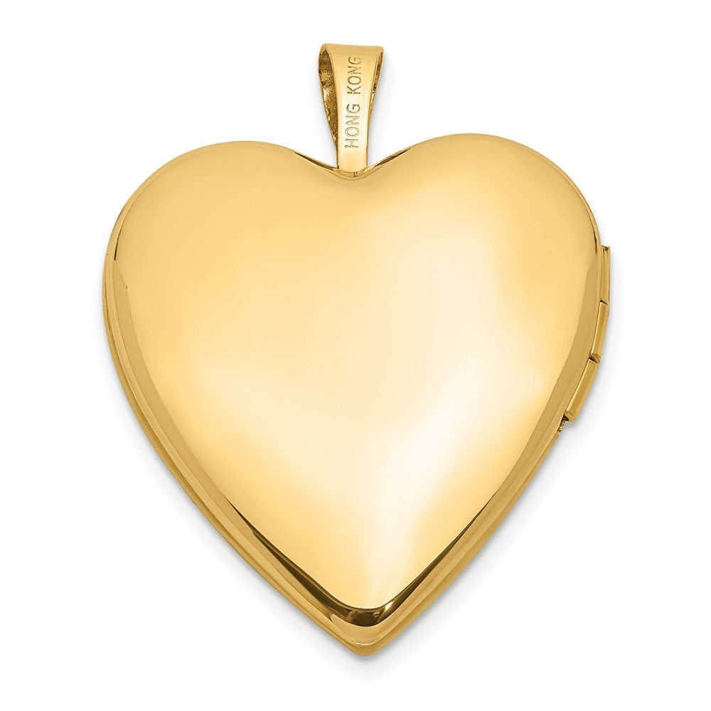 14k Yellow Gold 20mm Diamond Satin I LOVE YOU Heart Locket