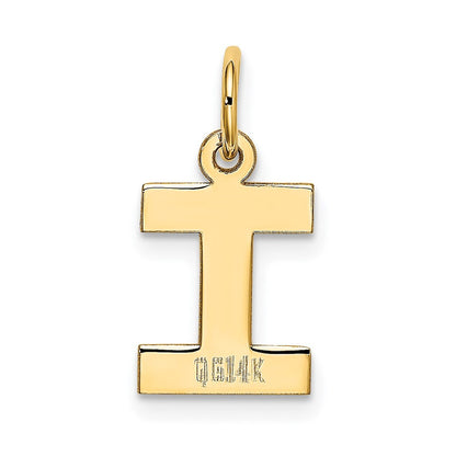 14k Yellow Gold Small Block Letter I Initial Charm Pendant
