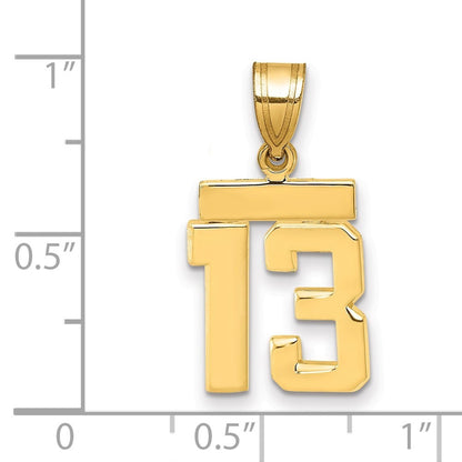 14k Yellow Gold Small Polished Number 13 Charm Pendant