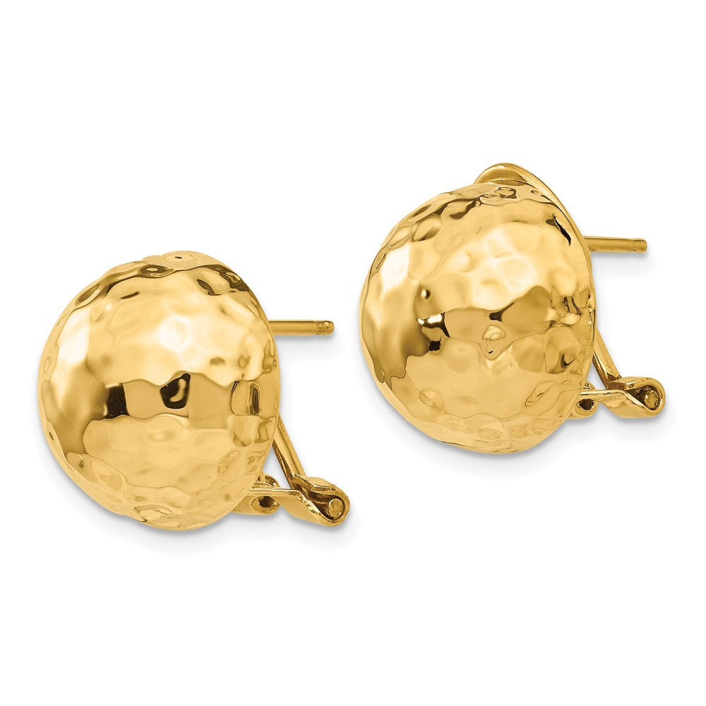 14k Yellow Gold Hammered Omega Back Stud Earrings
