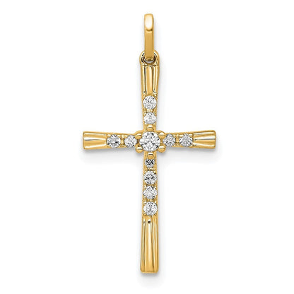 14k Yellow Gold 1/10ct. Diamond Cross Pendant