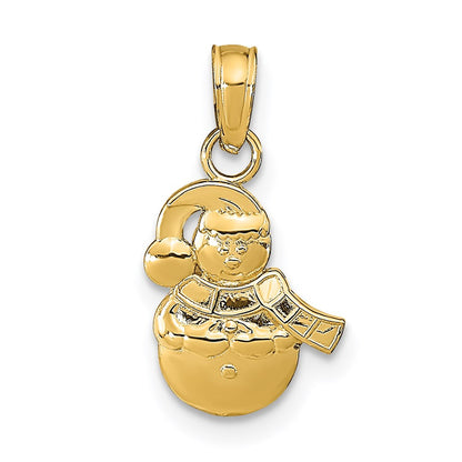 14k Yellow Gold Snowman Pendant