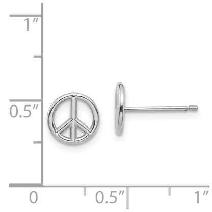 14K White Gold Polished Peace Symbol Stud Earrings