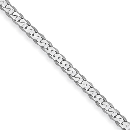 14k Yellow Gold White Gold 2.2mm Flat Beveled Curb Chain Necklace 18"