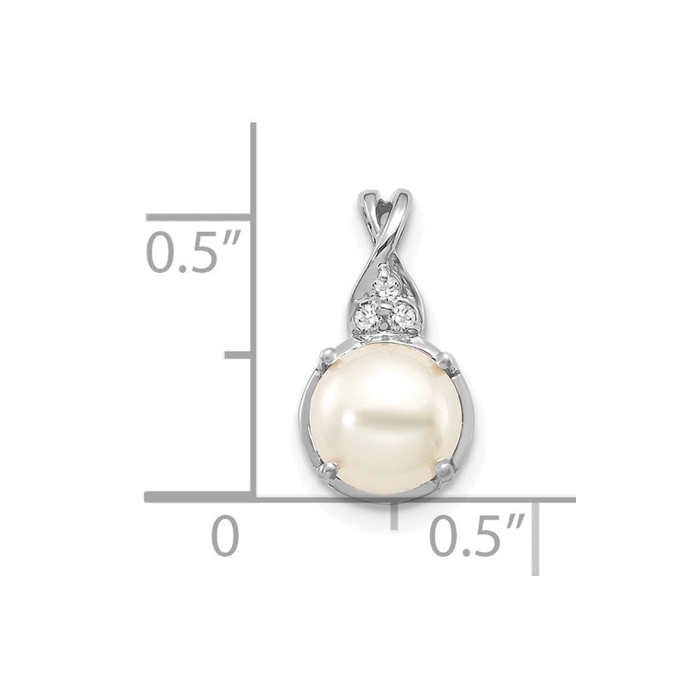 14k White Gold Cultured Pearl and Diamond Pendant